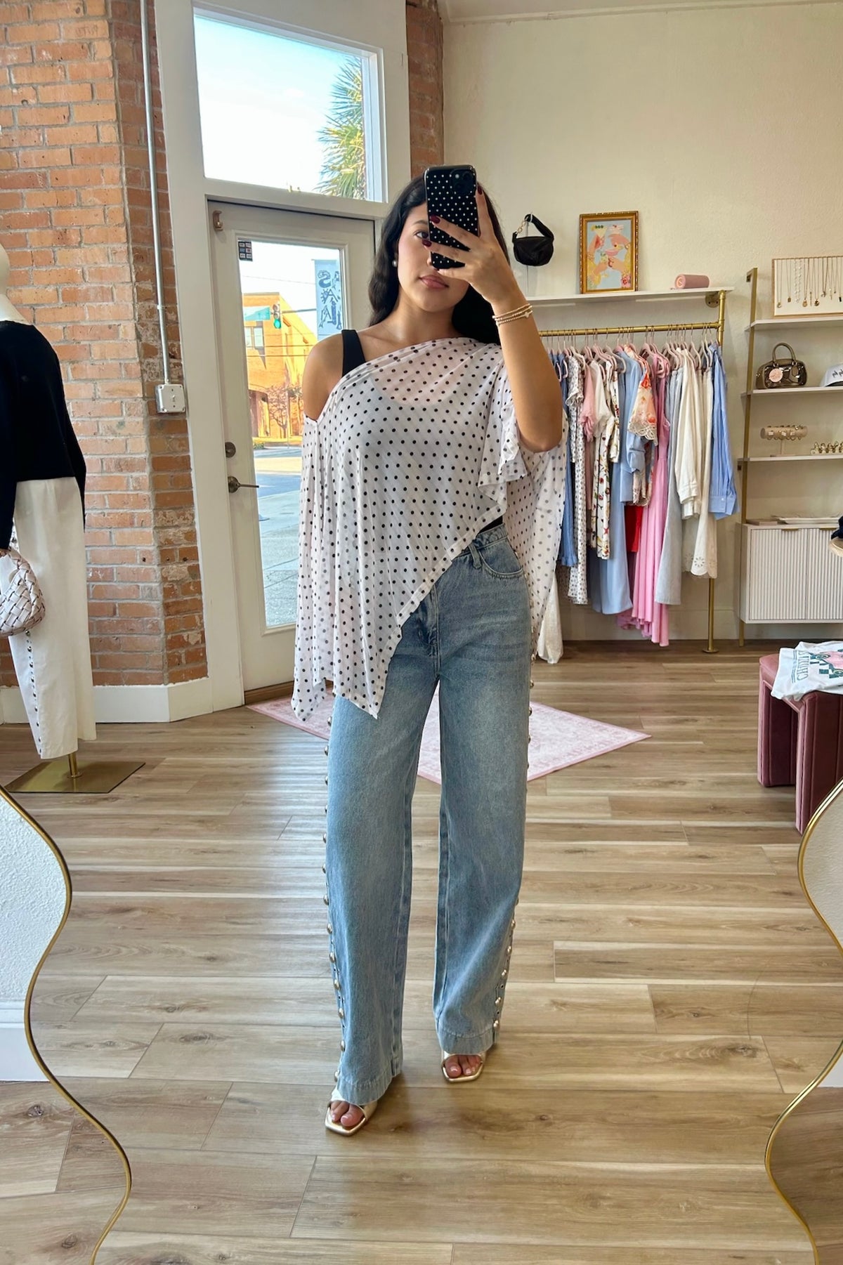 Asymmetrical Polka Dot Top