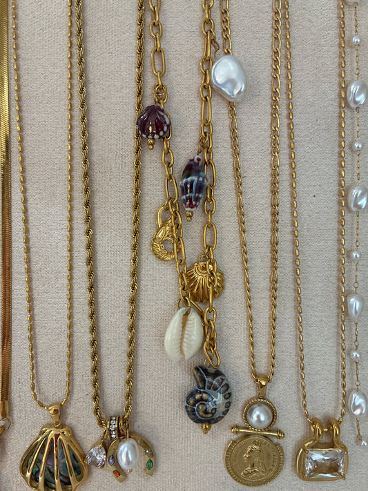 Blue & Plum Ocean Charms Necklace