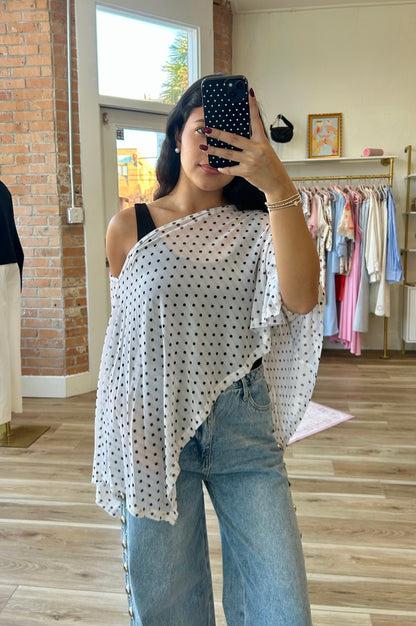 Asymmetrical Polka Dot Top