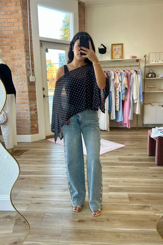 Asymmetrical Polka Dot Top