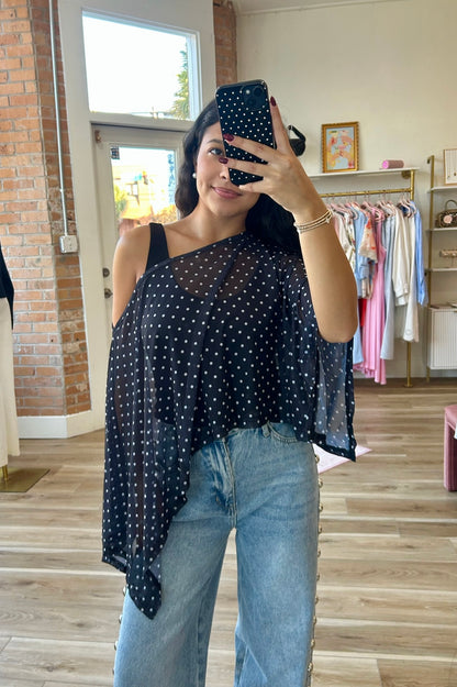 Asymmetrical Polka Dot Top