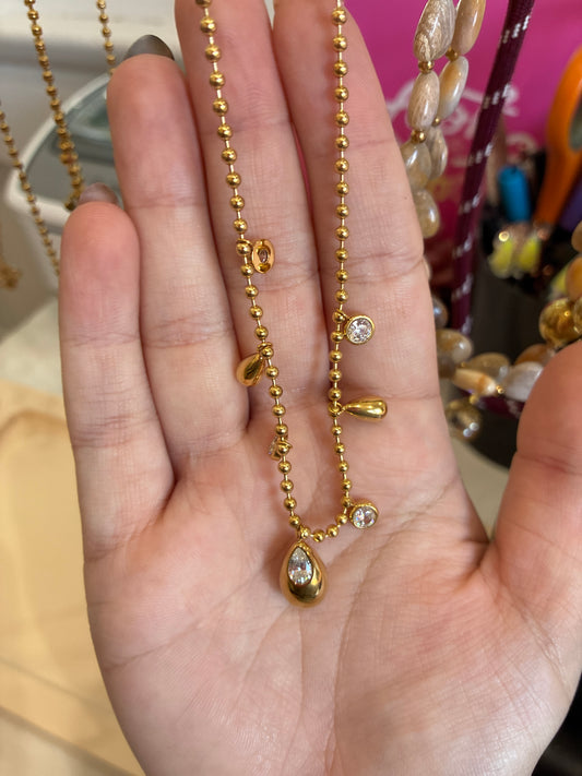 Ball Chain Teardrops Necklace